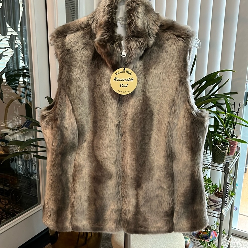 Kristen Blake Faux Fur Reversible Vest, Medium